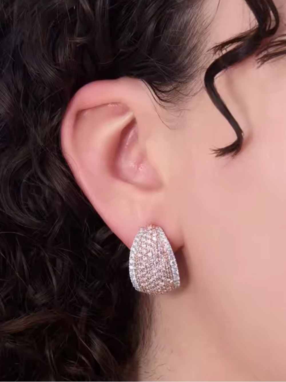 Rose Gold Sparkling Classic Stud Earrings - Picture 7 of 9